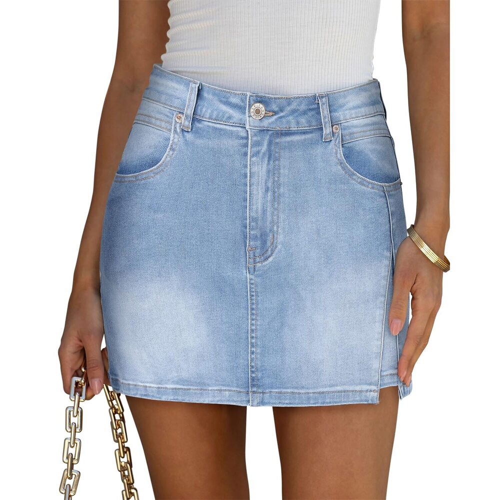 1313 Plus Size Skirts Casual Summer Mid Waist Denim Skirts Trendy Cozy